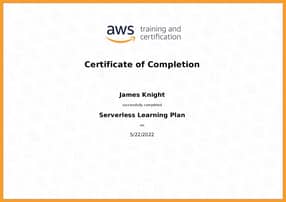 AWS Serverless Learning Plan certificate